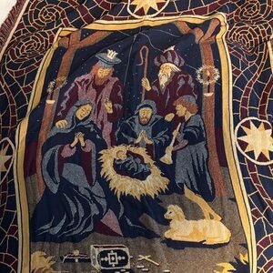 Source Unknown Tapestry Accent Pillow Cover - Blue and Gold